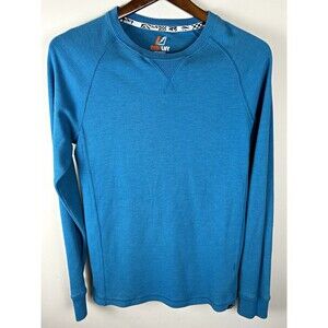 Amplify Mens Thermal Shirt Waffle Knit Long Sleeve Raglan S Crewneck Blue